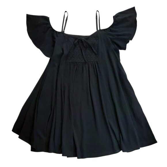 Torrid NWT Mini Gauze Cold Shoulder Trapeze Dress Black  Size L (0) - Picture 7 of 16
